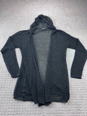 Maternity Knit See Through Hooded Top Long Sleeve Women Size XL Black Introspect